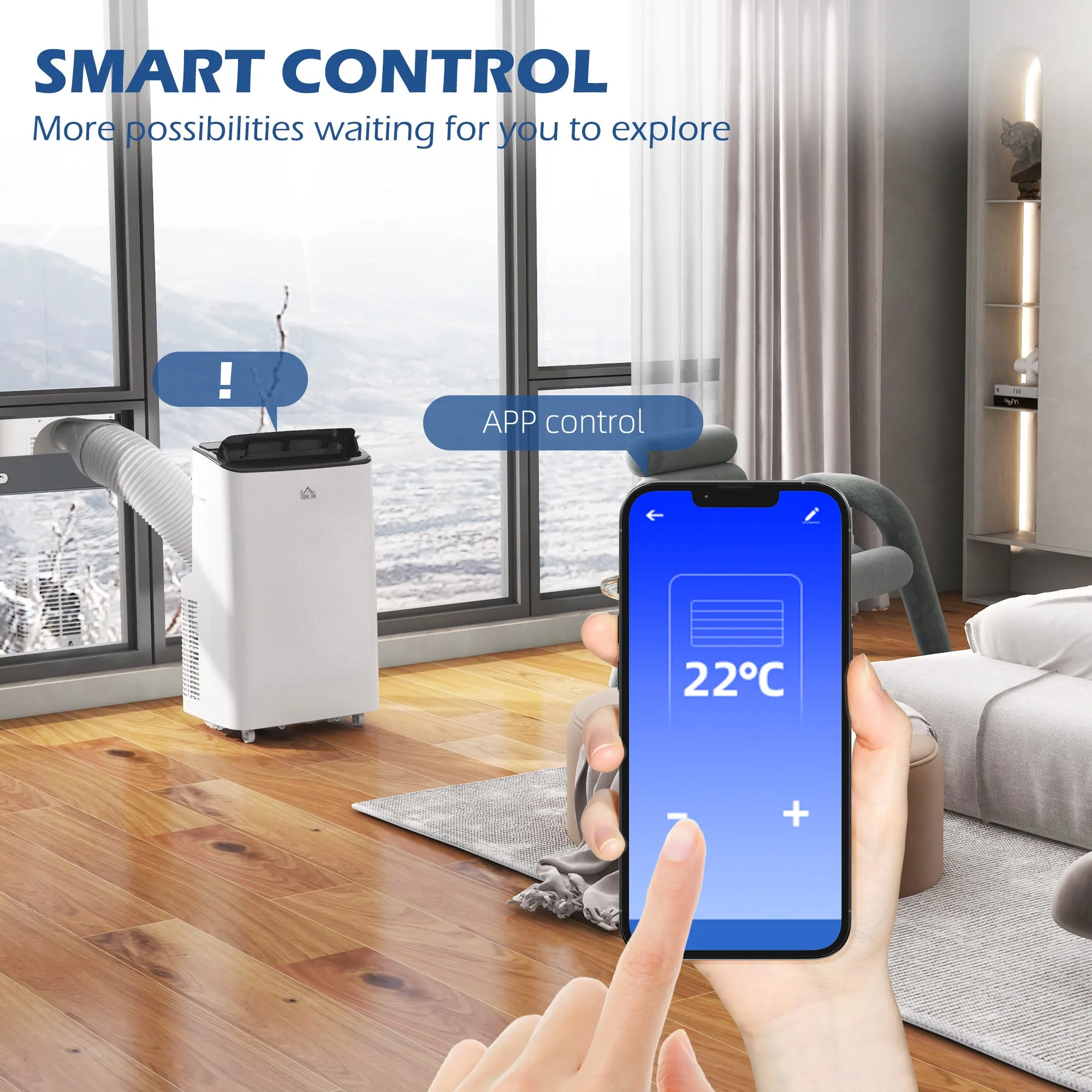 12,000 BTU Mobile Air Conditioner for Room up to 26m¬≤, Smart Home WiFi Compatible, with Dehumidifier, Fan, 24H Timer