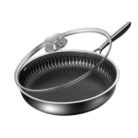 316 Stainless Steel Frying Pan Non-Stick Cooking Frypan Cookware 32cm Honeycomb Double Sided