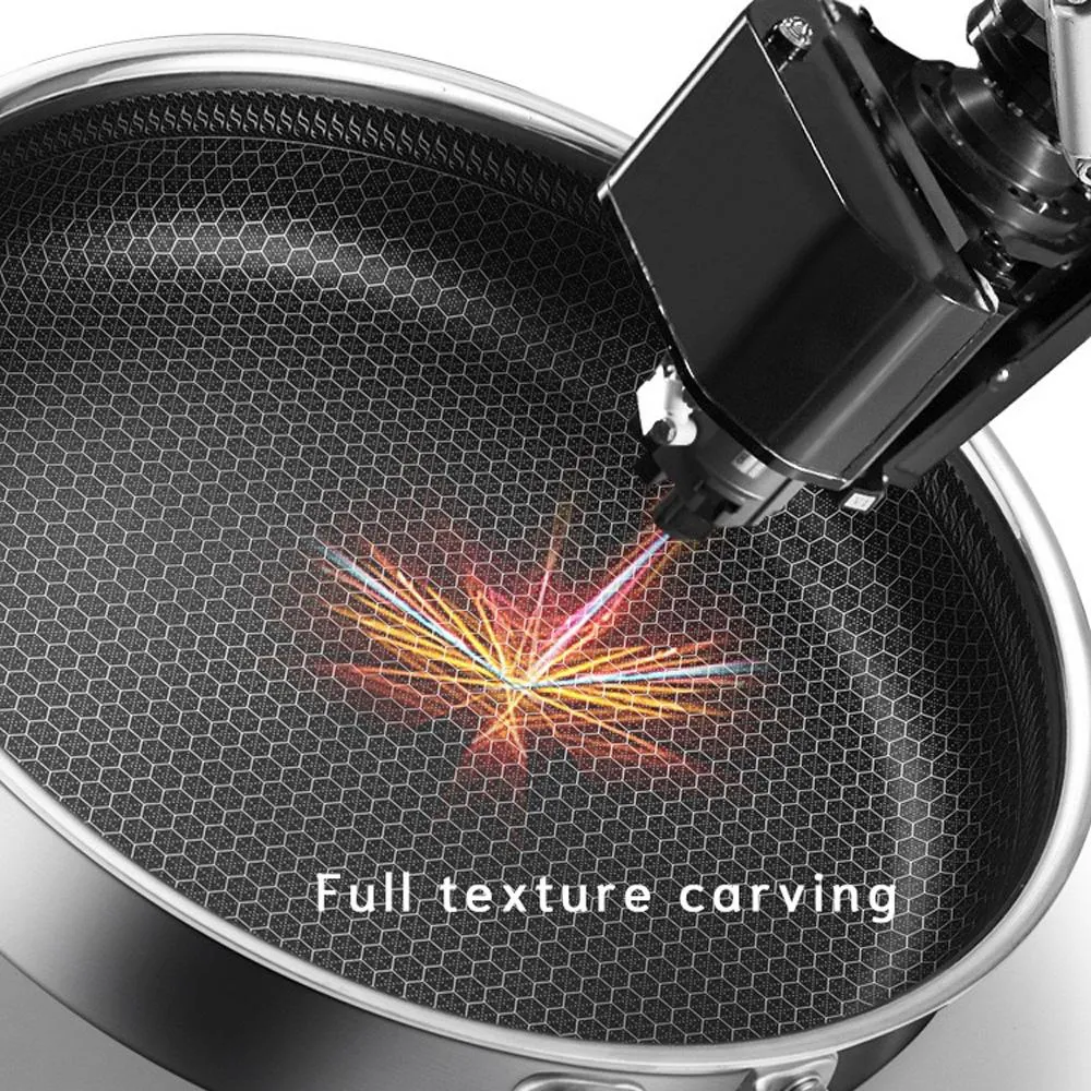 316 Stainless Steel Frying Pan Non-Stick Cooking Frypan Cookware 32cm Honeycomb Double Sided