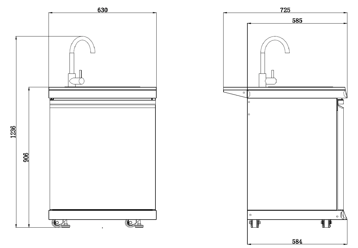 3.2M Kingsley 6-Burner Outdoor BBQ Kitchen   2DR Fridge   2DR Sink: Black Stainless Steel, Stone Bench, Fridge, Sink, Height Adjustable