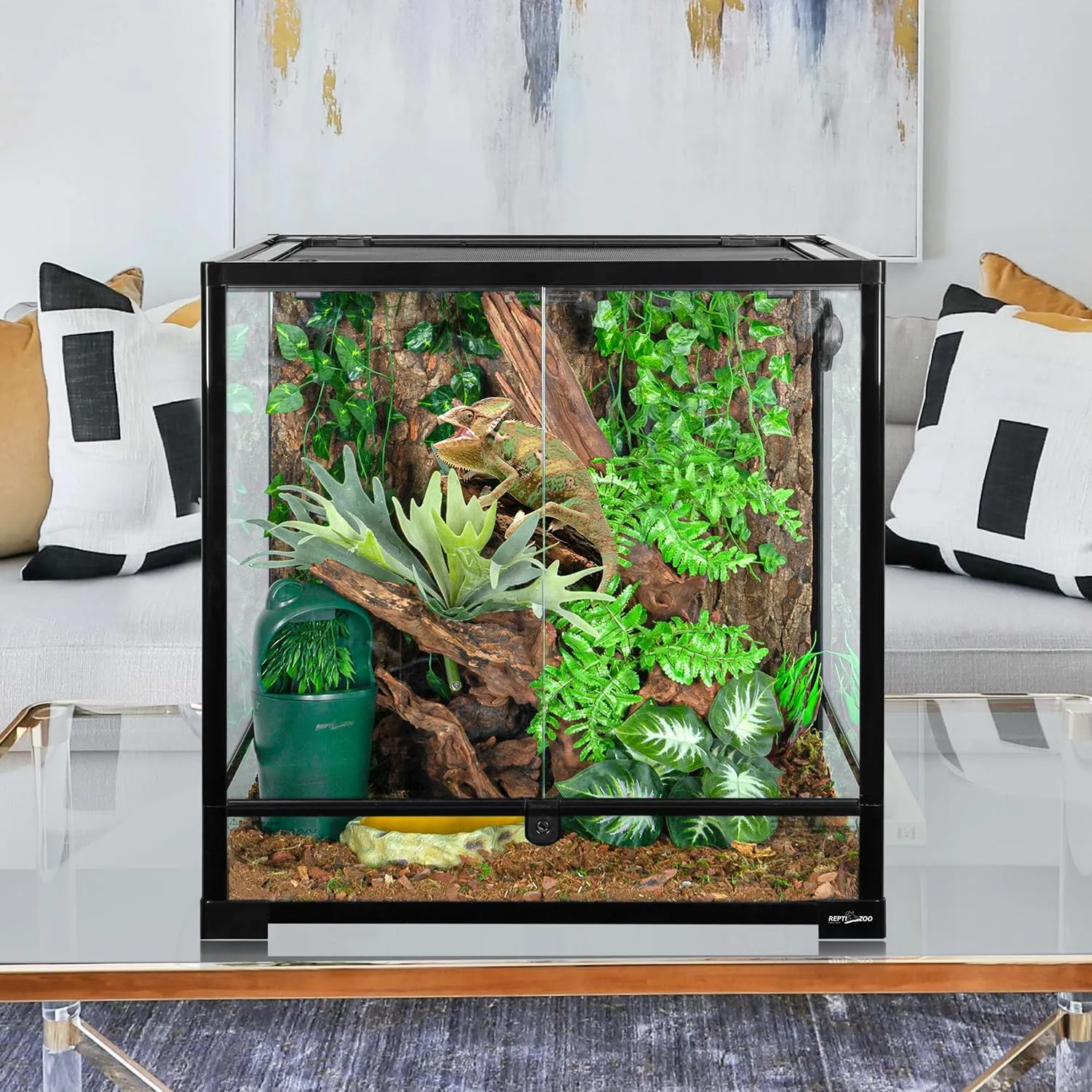 60 Gallon Reptile Tank 24x24x24inch Front Opening Terrarium With Double Hinge Door