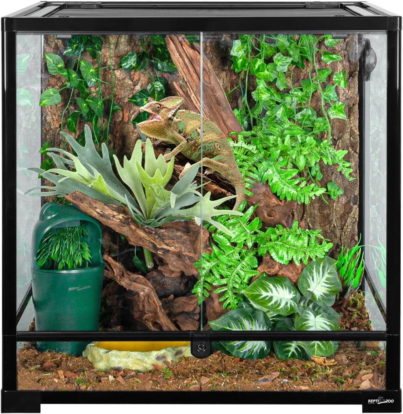 60 Gallon Reptile Tank 24x24x24inch Front Opening Terrarium With Double Hinge Door