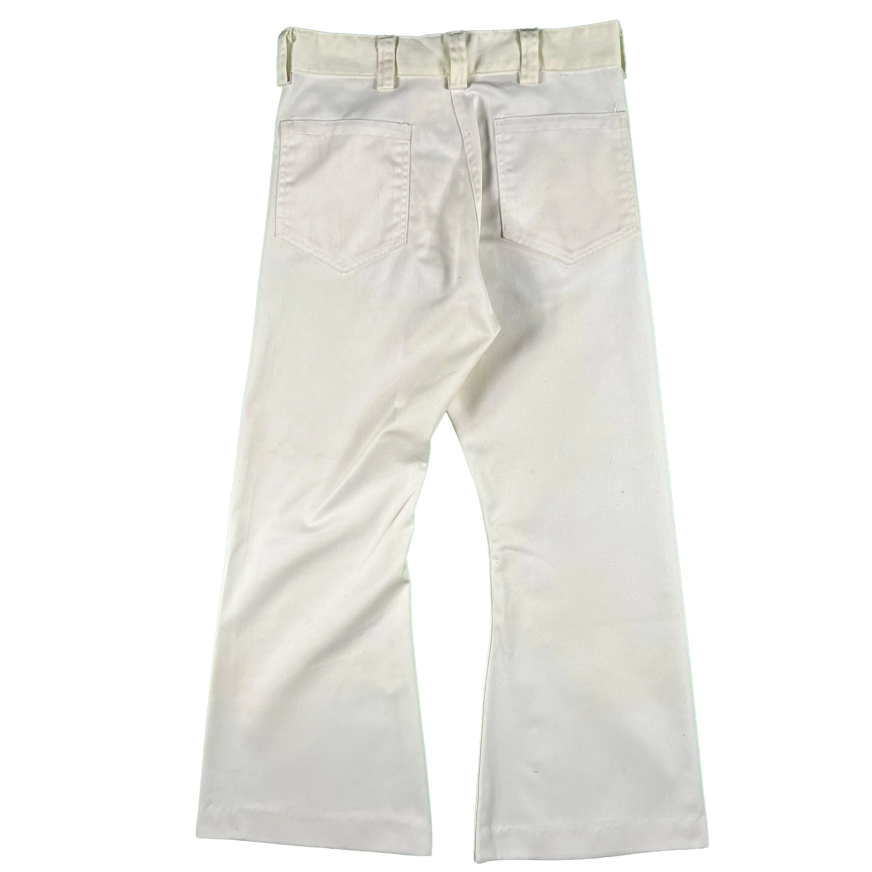 70s White Seafarer Flared Sailor Pants- 30x27.5