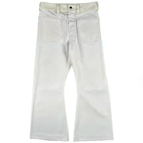 70s White Seafarer Flared Sailor Pants- 30x27.5