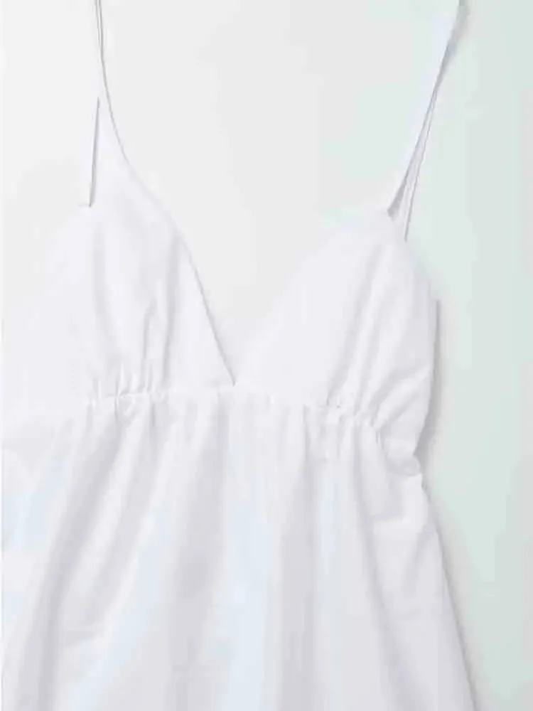 A&A Backless White Spaghetti Strap Maxi Dress