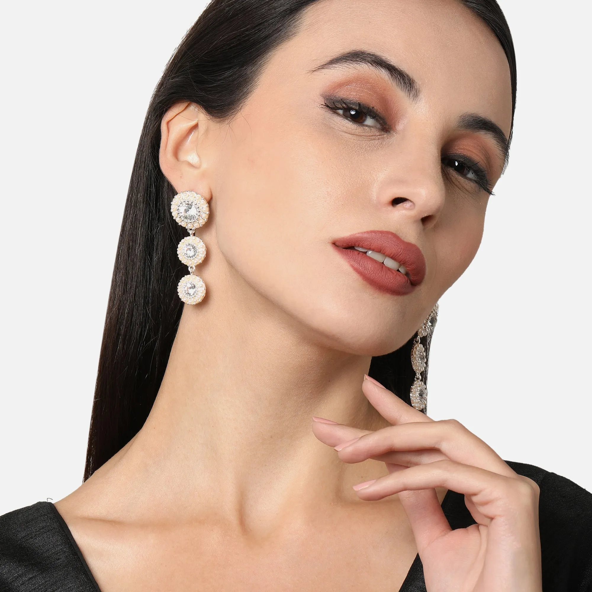 Accessorize London Diamante Silver Plated Long Earring Metal Drops & Danglers