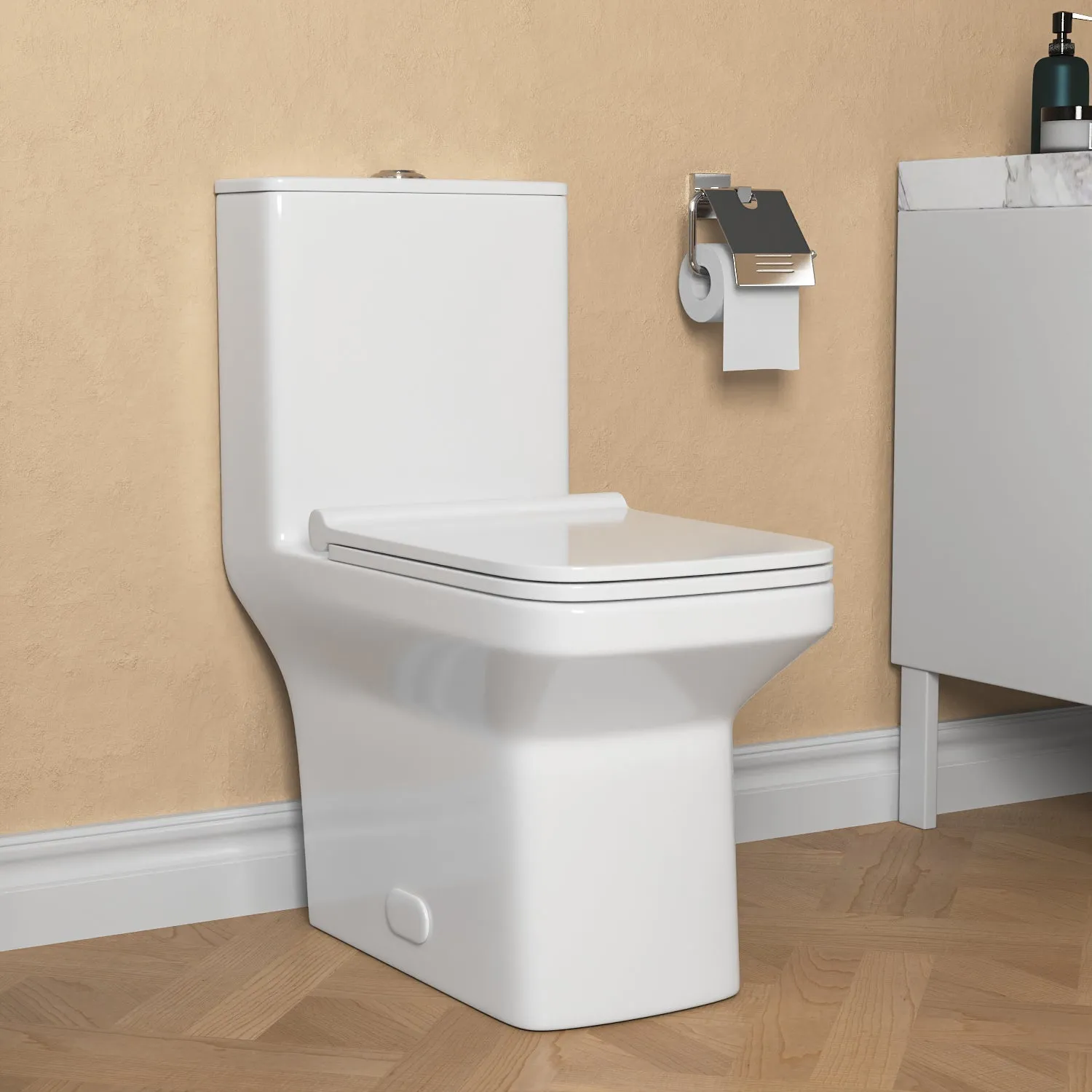 ACE One-Piece Square Toilet, 12" Rough-in Dual-Flush