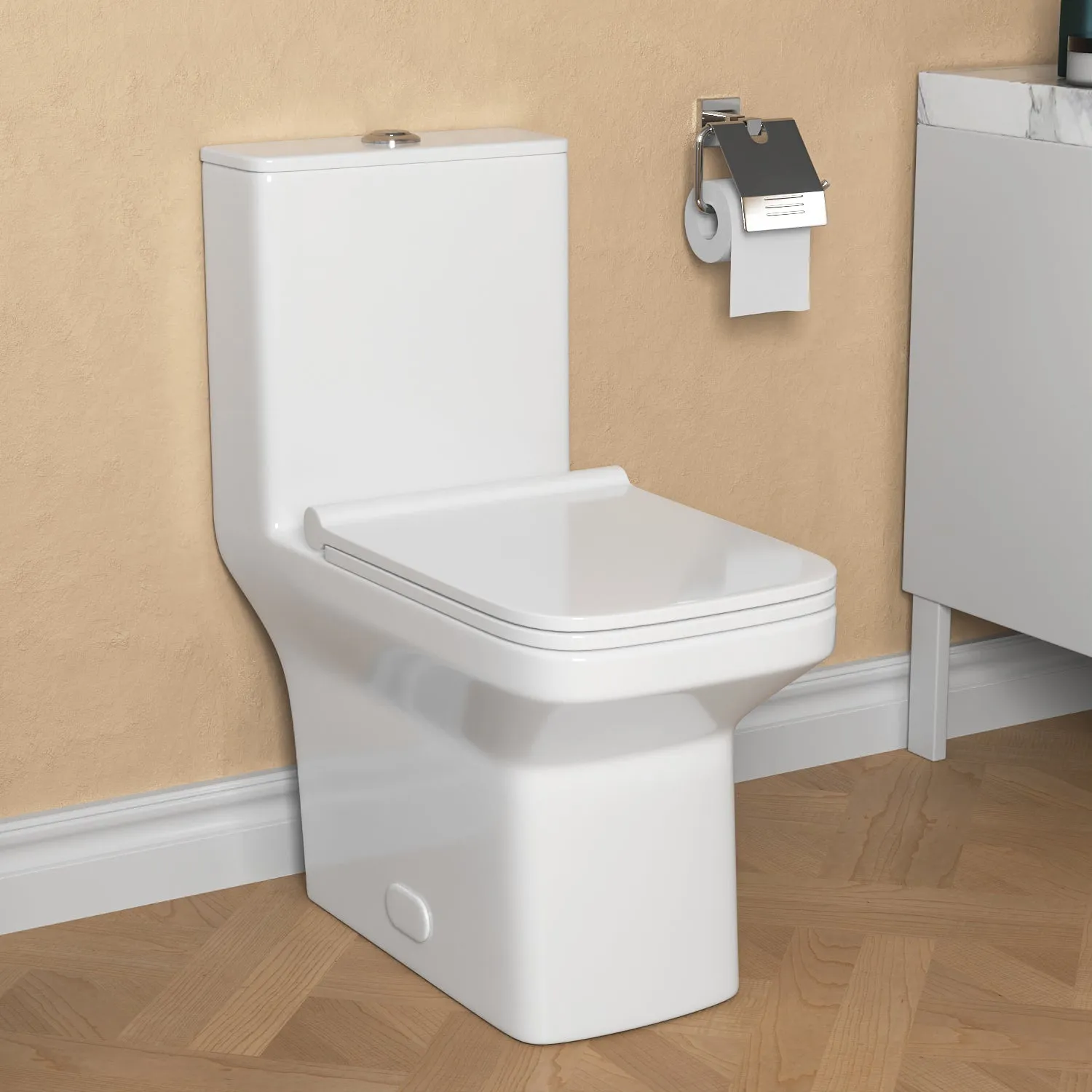 ACE One-Piece Square Toilet, 12" Rough-in Dual-Flush