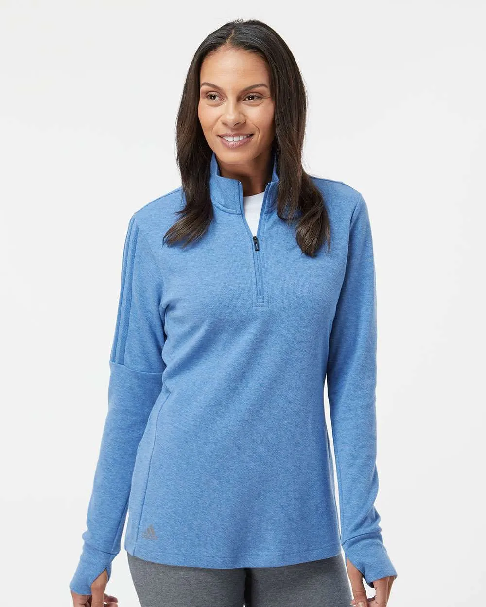 adidas - Women's Shoulder Stripe Quarter-Zip Pullover Sweater