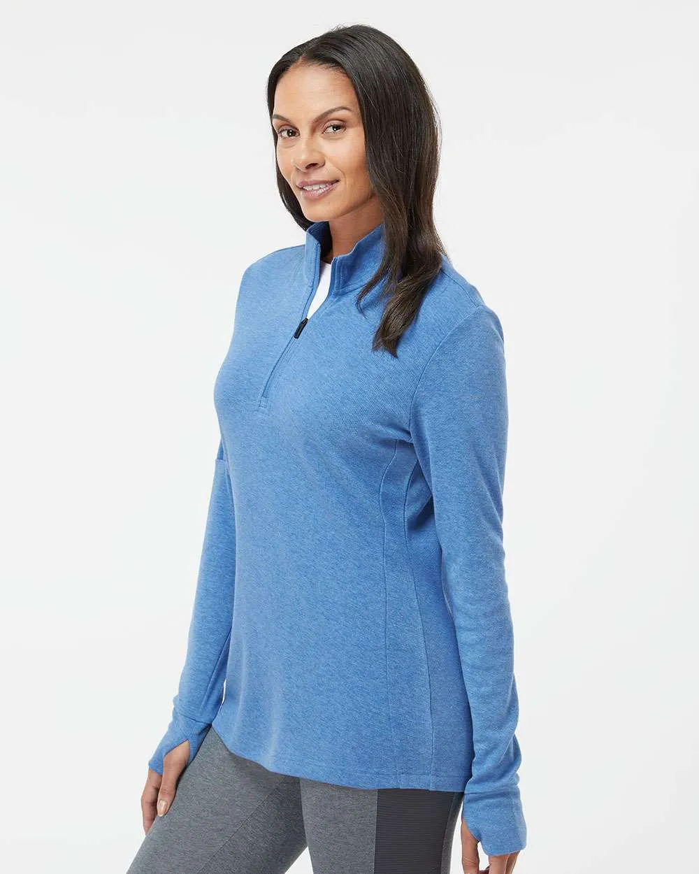 adidas - Women's Shoulder Stripe Quarter-Zip Pullover Sweater