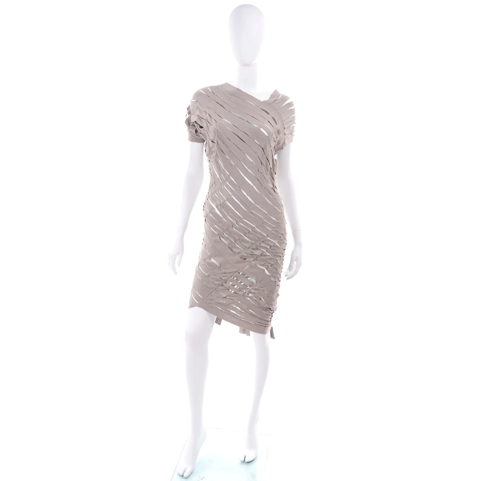 Alessandra Marchi Italian Designer Deconstructed Slashed Knit Dress