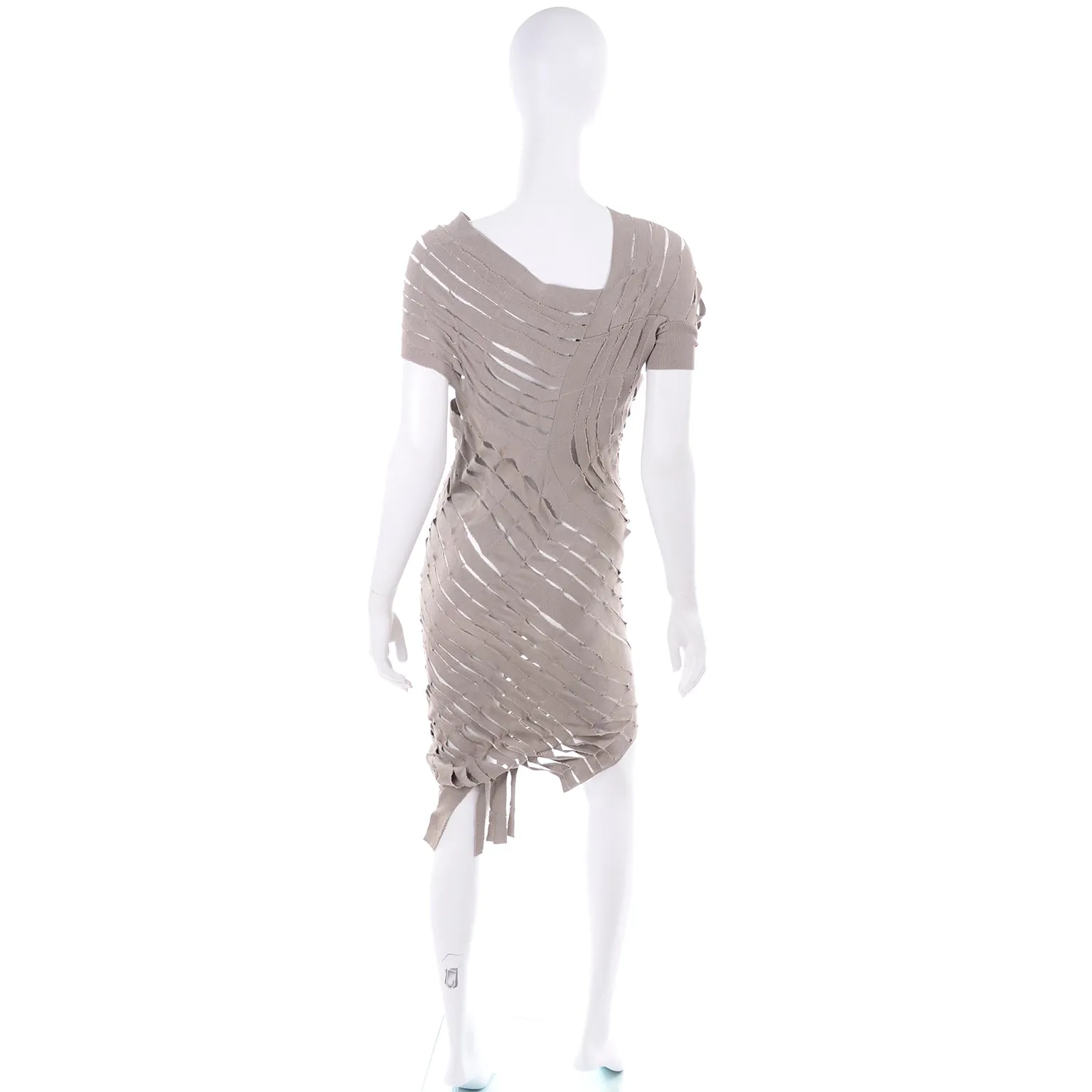 Alessandra Marchi Italian Designer Deconstructed Slashed Knit Dress