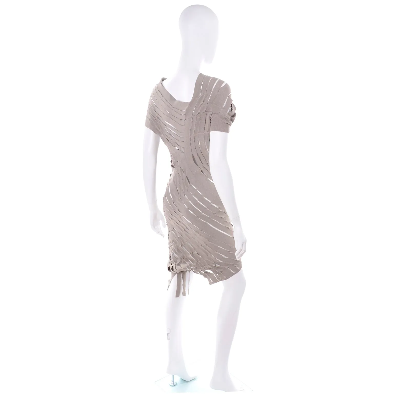 Alessandra Marchi Italian Designer Deconstructed Slashed Knit Dress