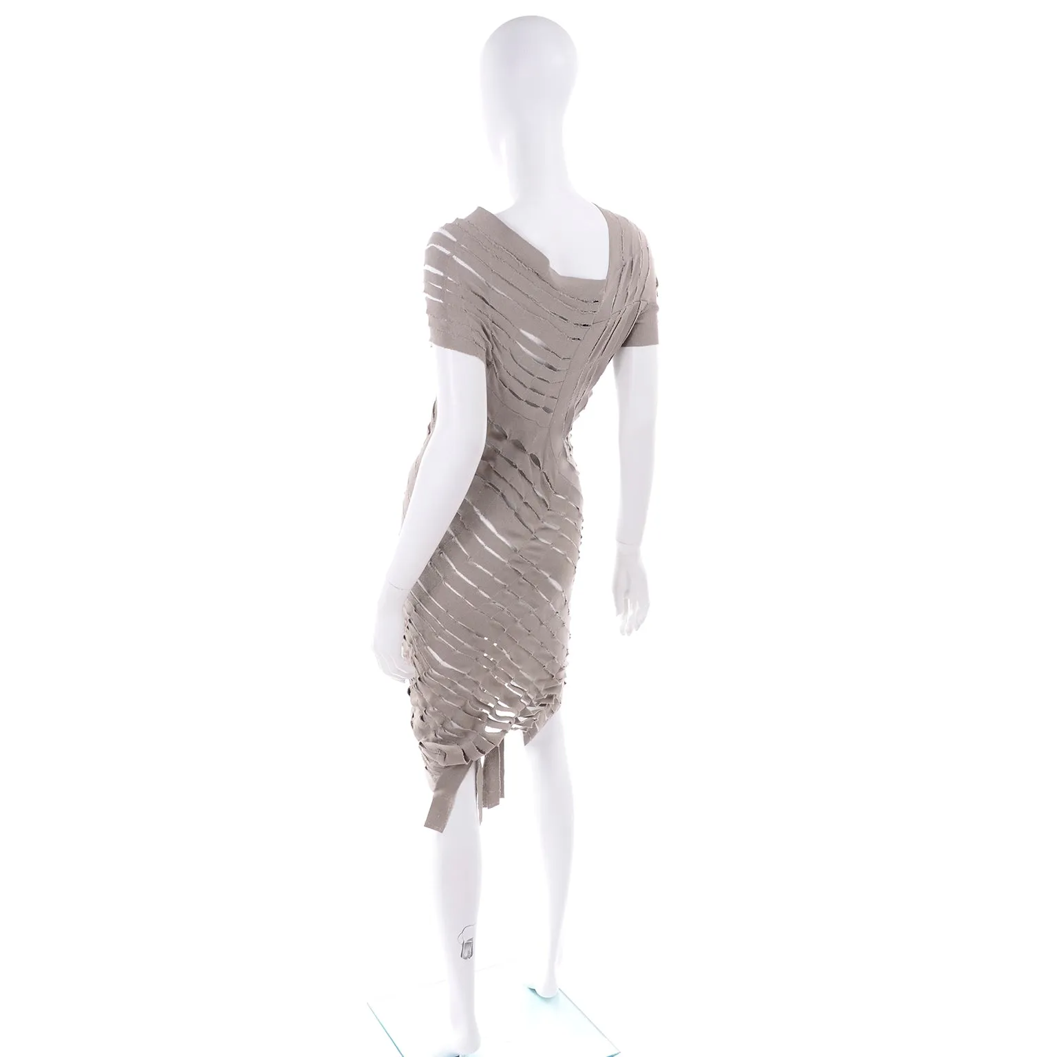 Alessandra Marchi Italian Designer Deconstructed Slashed Knit Dress