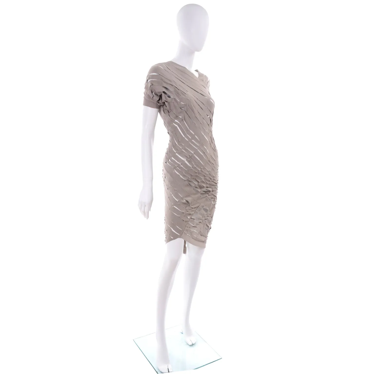 Alessandra Marchi Italian Designer Deconstructed Slashed Knit Dress