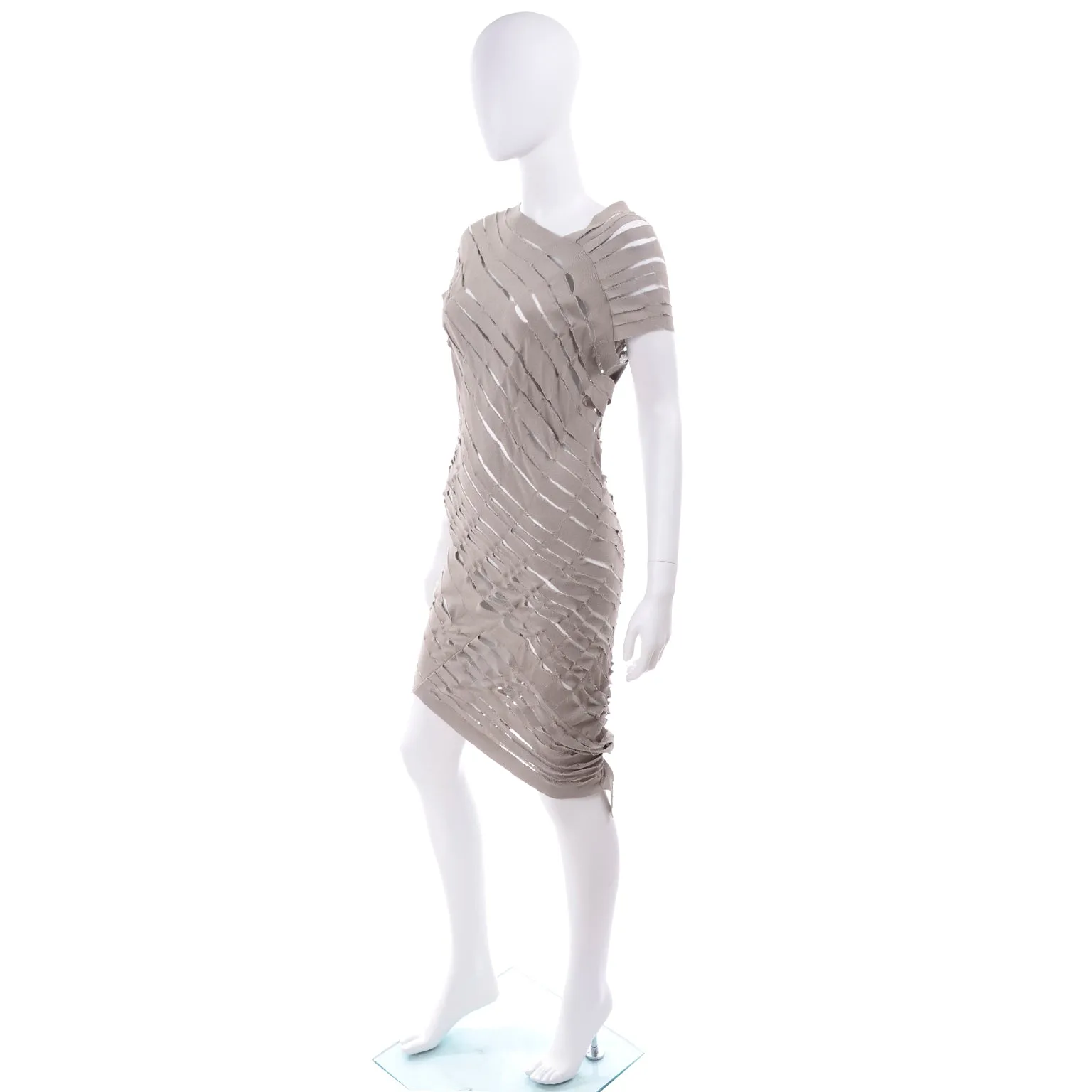 Alessandra Marchi Italian Designer Deconstructed Slashed Knit Dress