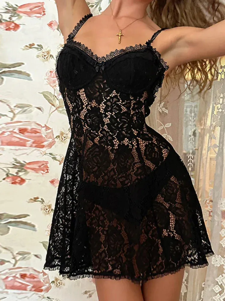 Backless Through Mini Lace See Elegant Bodycon Party Sexy Dress