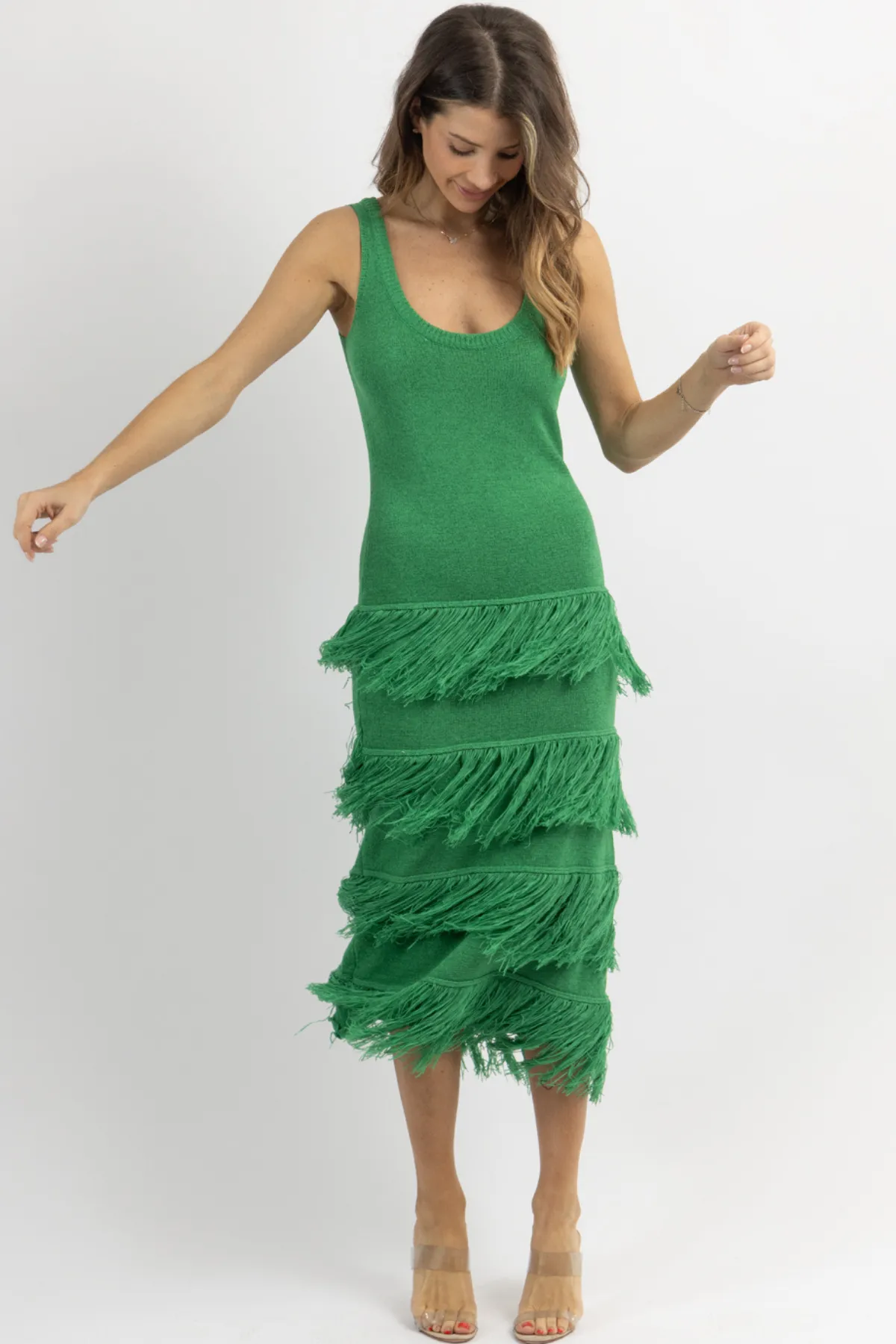 BARCELONA GREEN TASSEL DRESS *BACK IN STOCK*