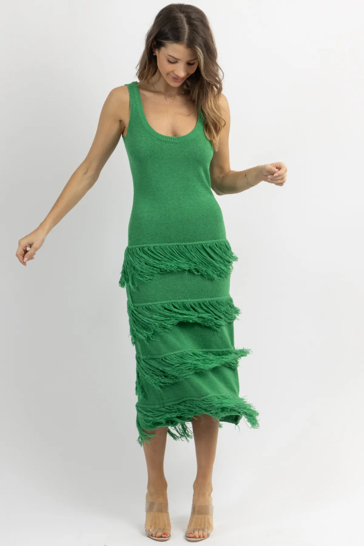 BARCELONA GREEN TASSEL DRESS *BACK IN STOCK*