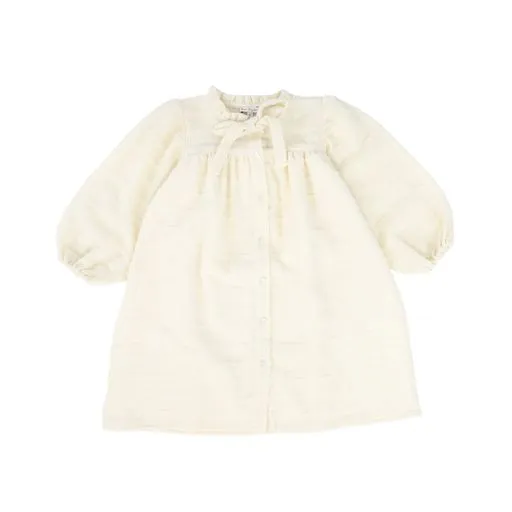 BEBE ORGANIC CREAM BUTTON DOWN TIE DRESS [Final Sale]