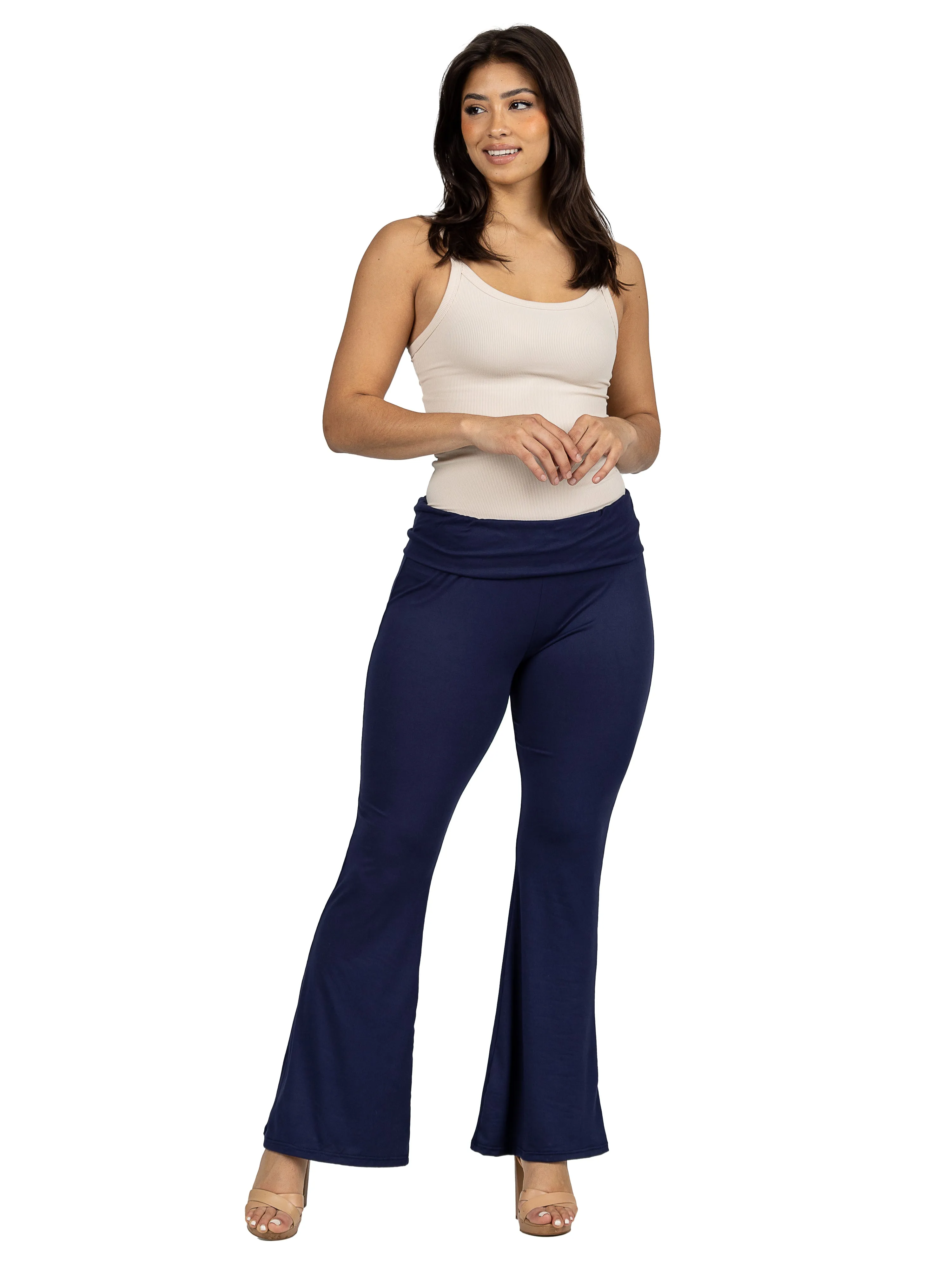 Bell Bottom Foldover Waist Comfortable Pants