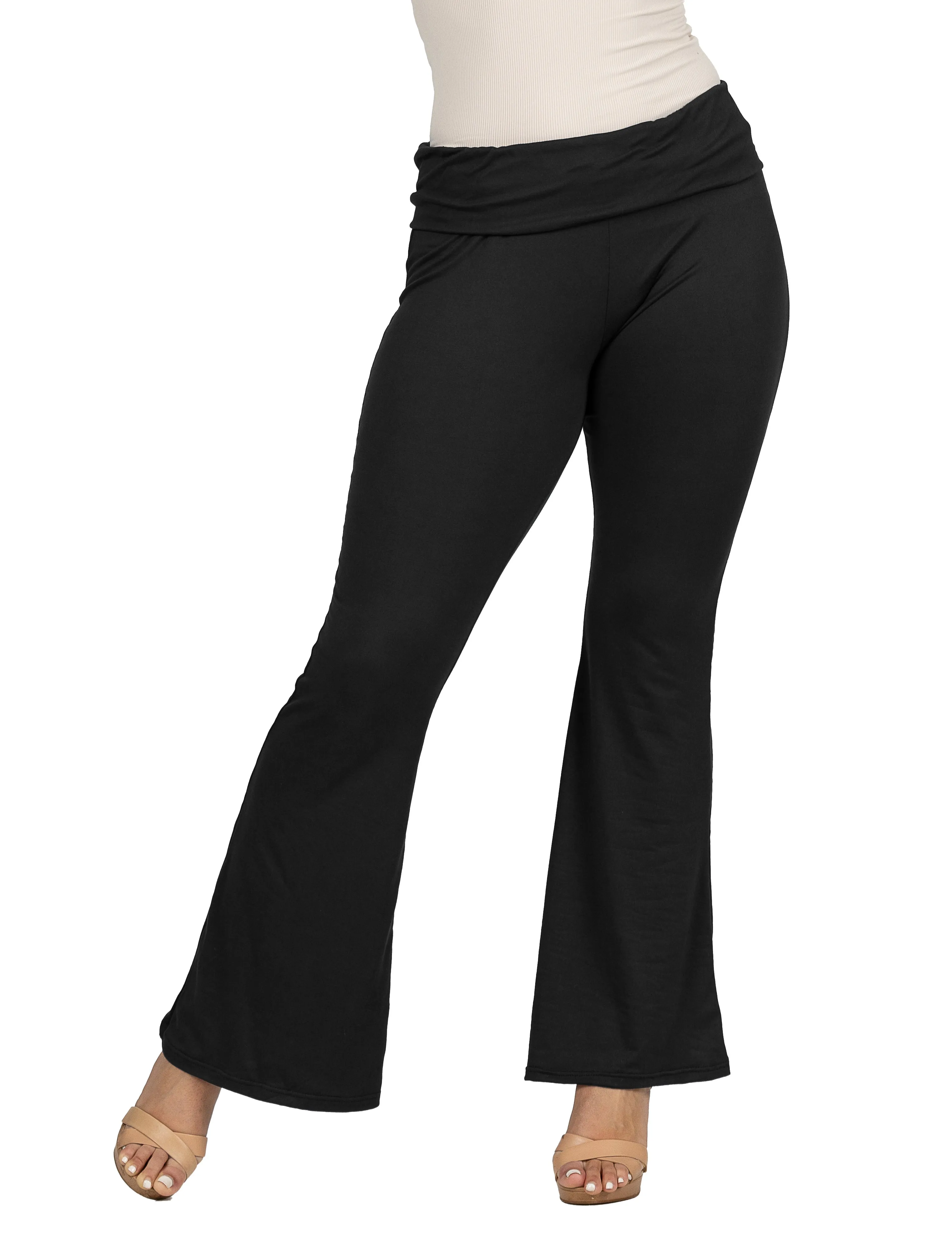 Bell Bottom Foldover Waist Comfortable Pants