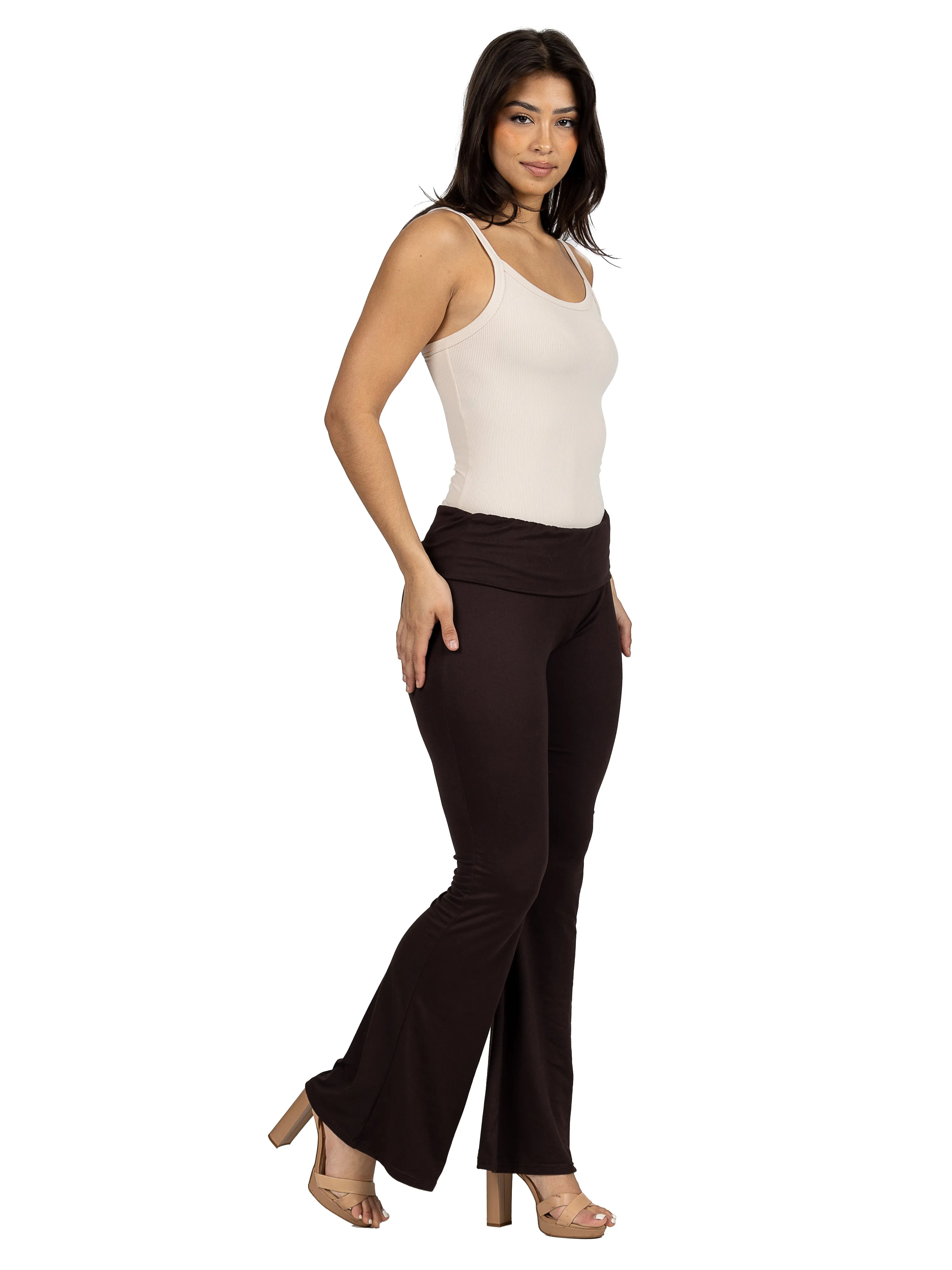 Bell Bottom Foldover Waist Comfortable Pants