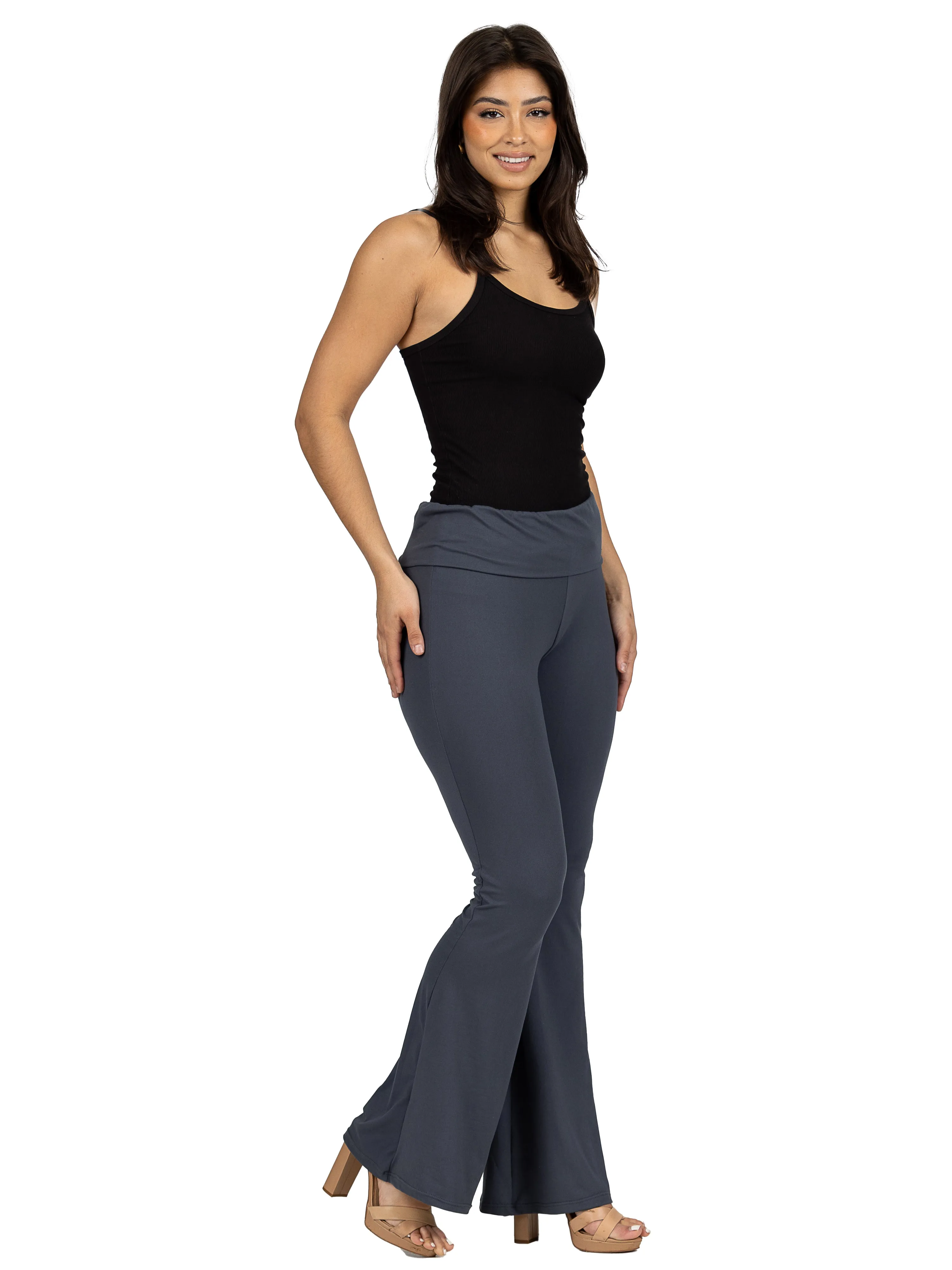 Bell Bottom Foldover Waist Comfortable Pants