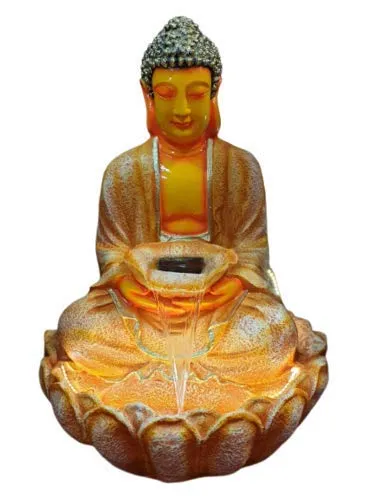 Big Bulk Big Kamal Lotus Buddha Fiber Indoor Outdoor Fountain with Led Lights for Home Decor/Office Decoration/Gifting/Gaden Fountain (65 x 65 x 90 cm)