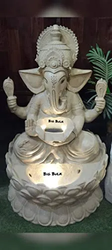 Big Bulk Big Lotus Ganesha/Kamal Ganesh Fiber Indoor Outdoor Fountain with Led Lights for Home Decor and Office Decoration Or Gifting (109 cm X 66 cm X 66 cm)