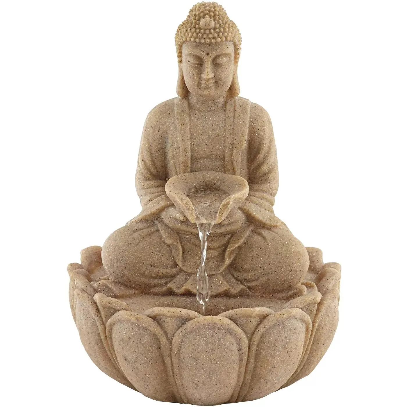 Big Bulk Kamal/Lotus Buddha Stone Look Big Fiber Indoor Fountain Outdoor Fountain with Led Lights for Home Decor and Office Decoration Or Gifting(30.5 x 25.4 x 54 cm)