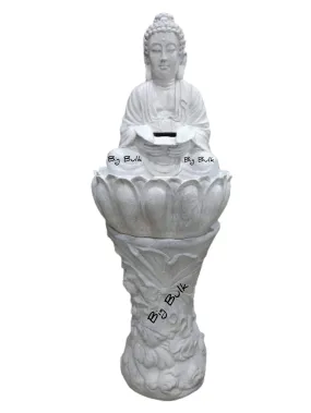 Big Bulk Kamal/Lotus Lord Buddha Fiber Indoor Outdoor Fountain with Pillar and Led Lights for Home Decor/Office Decoration/Gifting/Garden Fountain (30.5 x 25.4 x 109 cm)