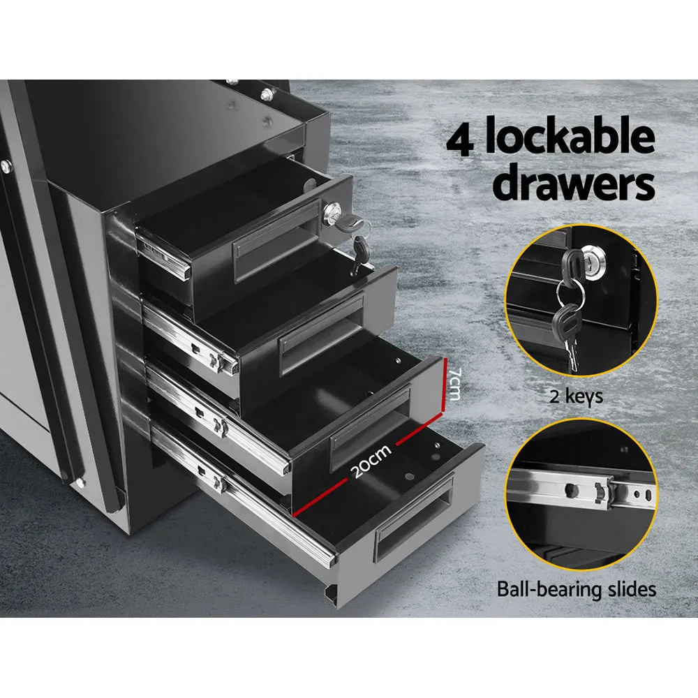 Black 4 Drawer Welding Trolley Mechanic Toolbox Plasma Cutter