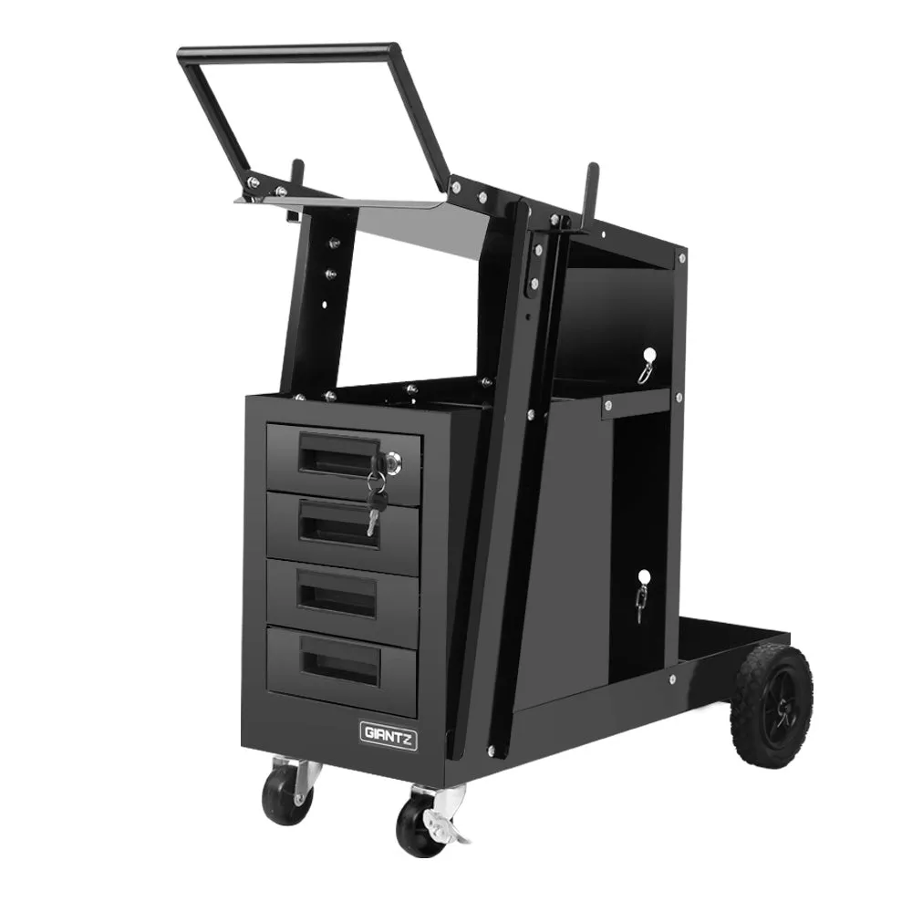 Black 4 Drawer Welding Trolley Mechanic Toolbox Plasma Cutter