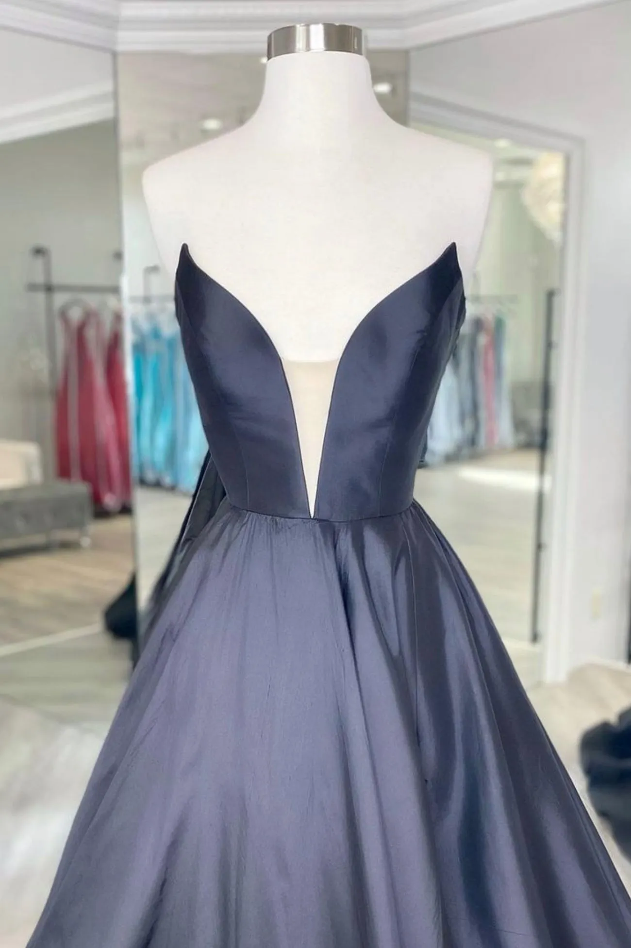 Black Prom Dress Satin Long A-Line Prom Dresses Women Evening Party Dresses