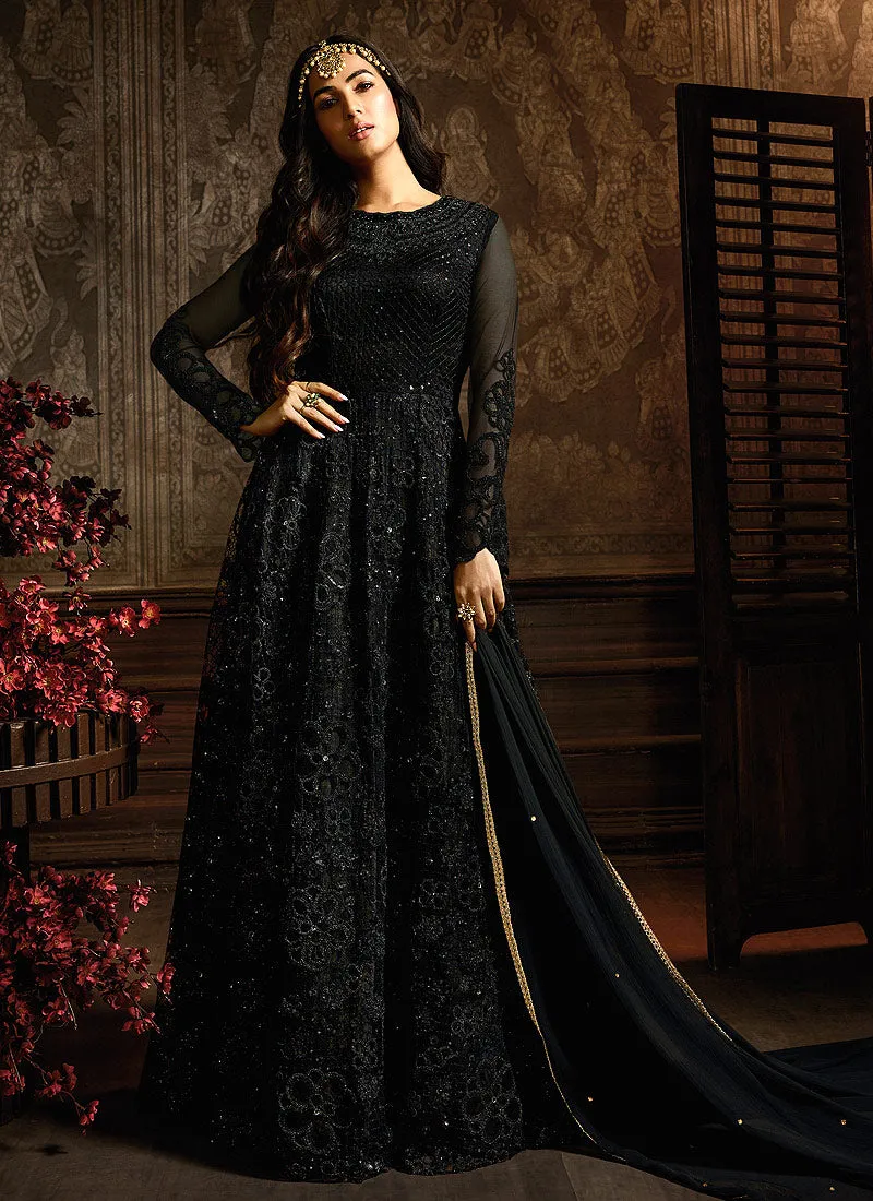 Black Sequence Party Wear Anarkali Gown