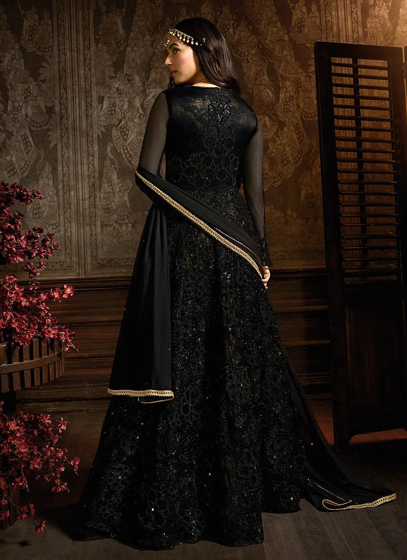 Black Sequence Party Wear Anarkali Gown