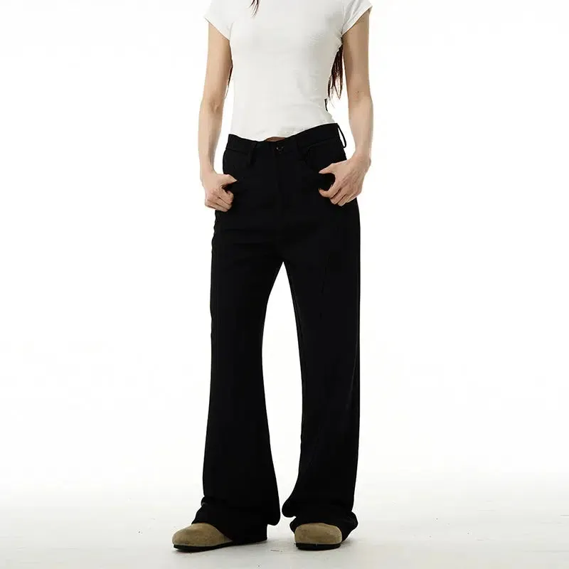 Black Straight-leg Flared Pants