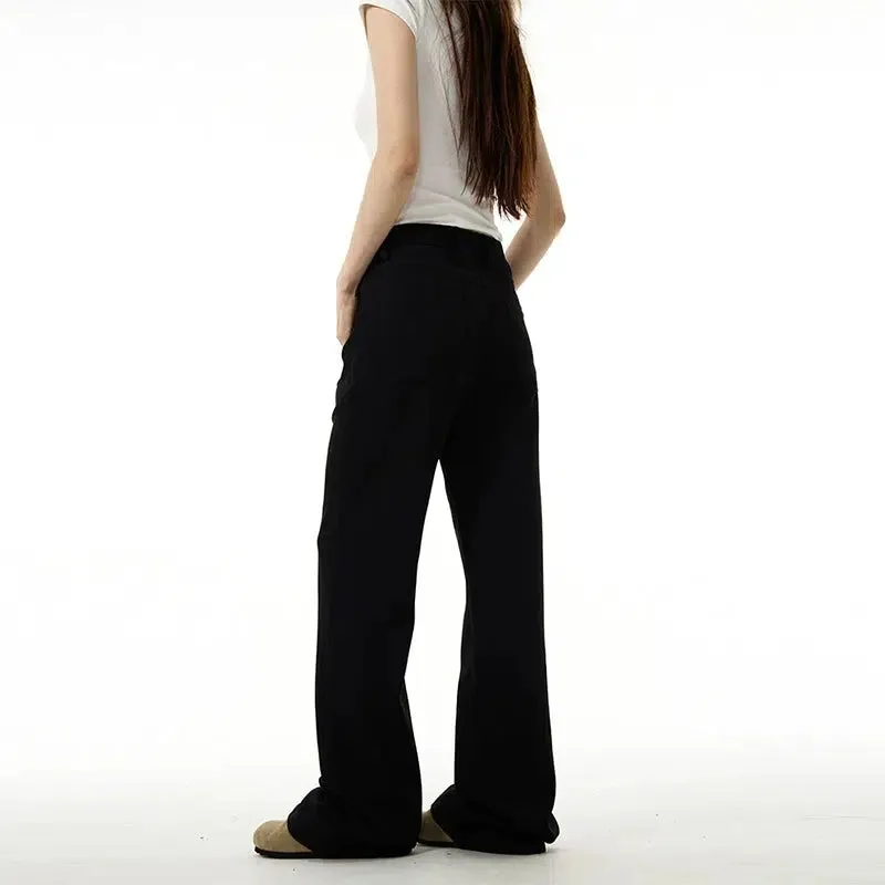 Black Straight-leg Flared Pants