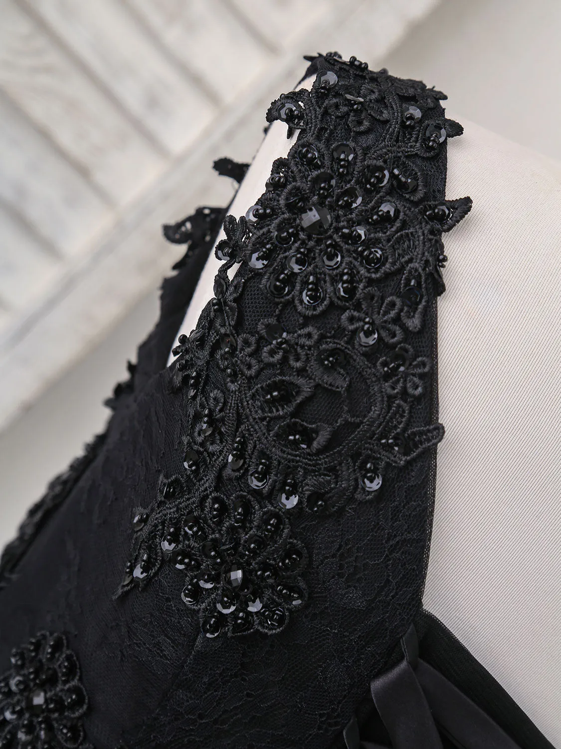 Black V Neck Lace V Neck Short Prom Dress Black Homecoming Dress