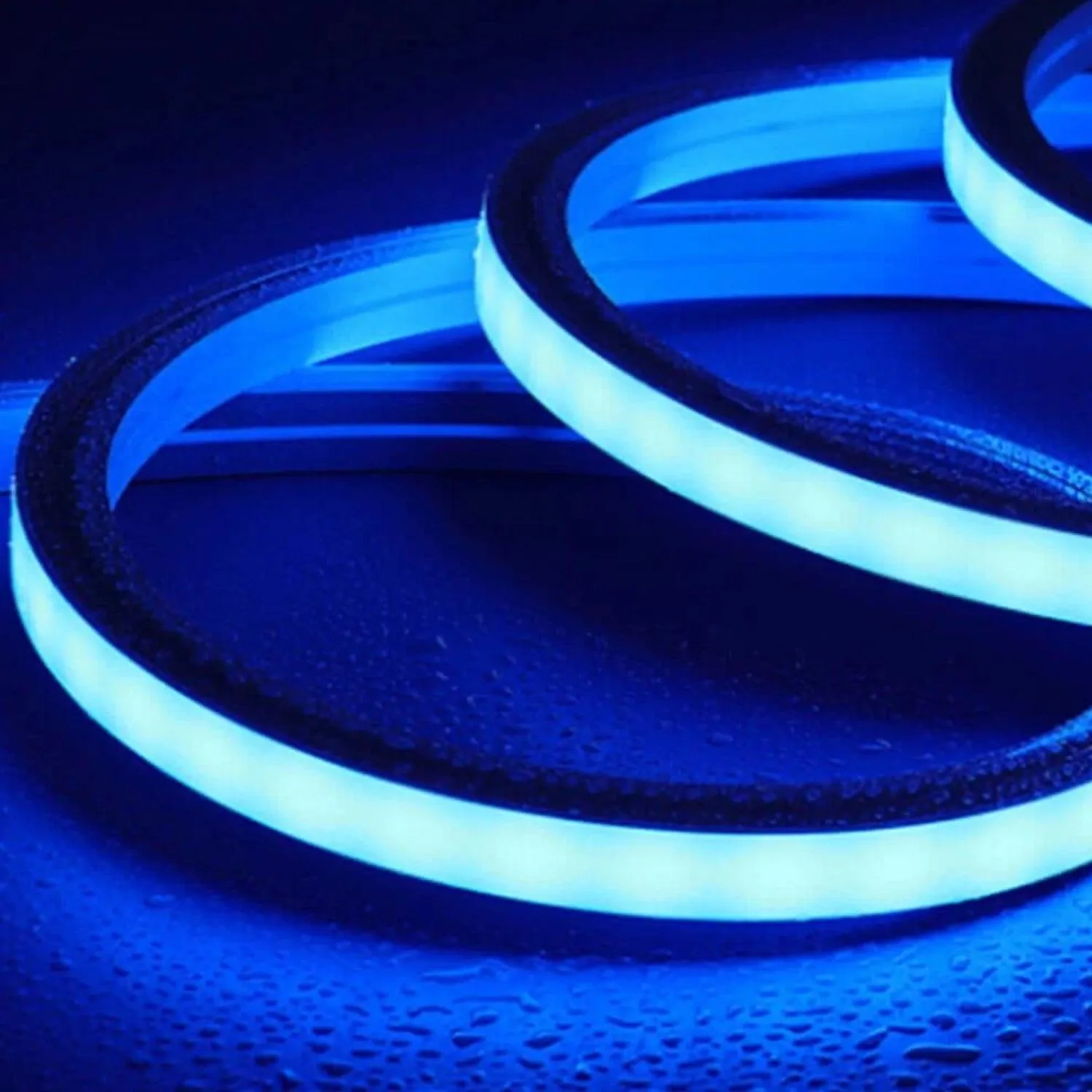 Blue Neon Flex 16x16mm 220V 240V Top Bend 120LEDs/m 20cm Cut IP65 Waterproof with UK Plug