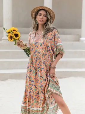 Boho Floral Beach Maxi Dress