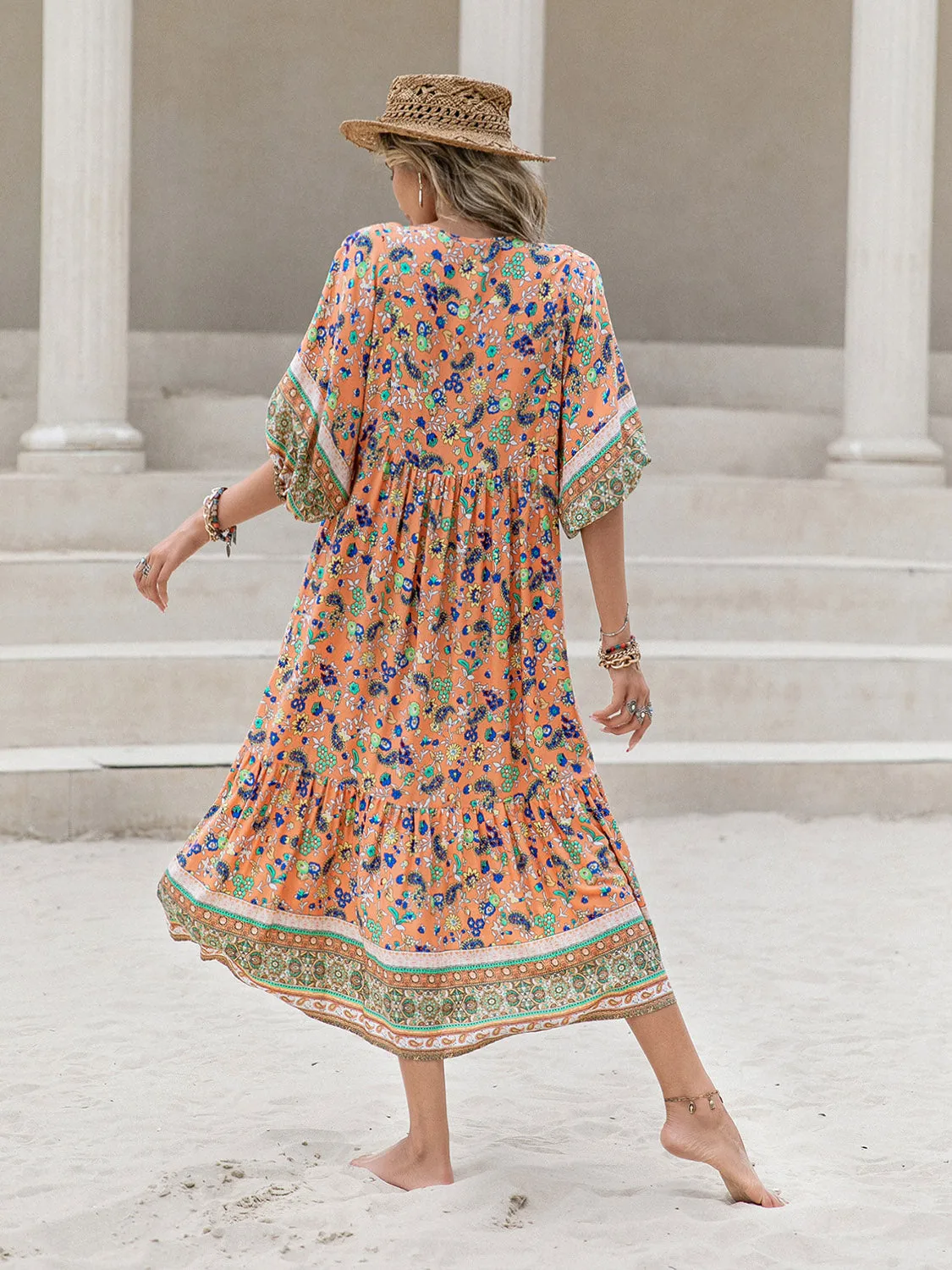 Boho Floral Beach Maxi Dress