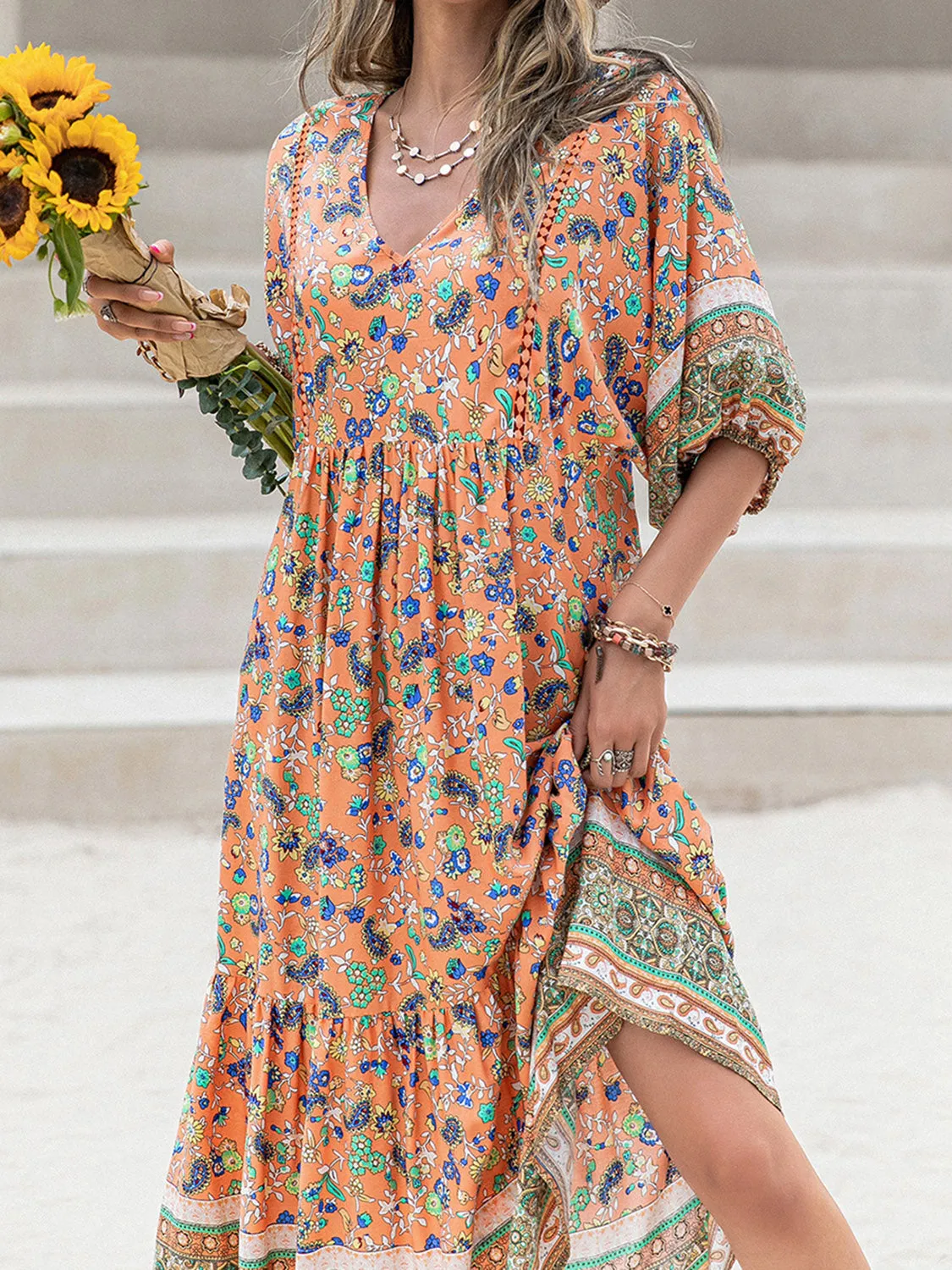 Boho Floral Beach Maxi Dress