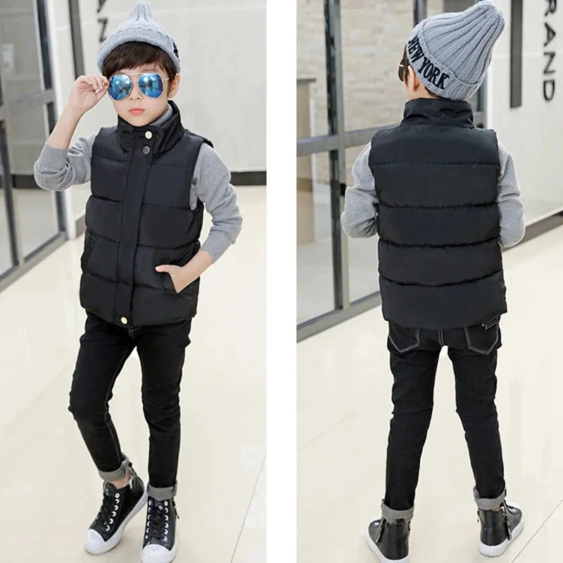 Boys Girls Winter Autumn Down Vest Coat Children Kids Warm Waistcoat Outerwear Clothing Infant Jacket for 3 4 5 6 7 8 9 10 years