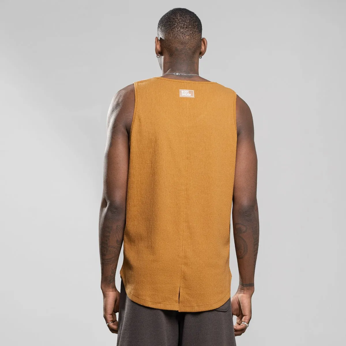 Breeze Breathable Elastic Loose Fit Orange Active Tank Top