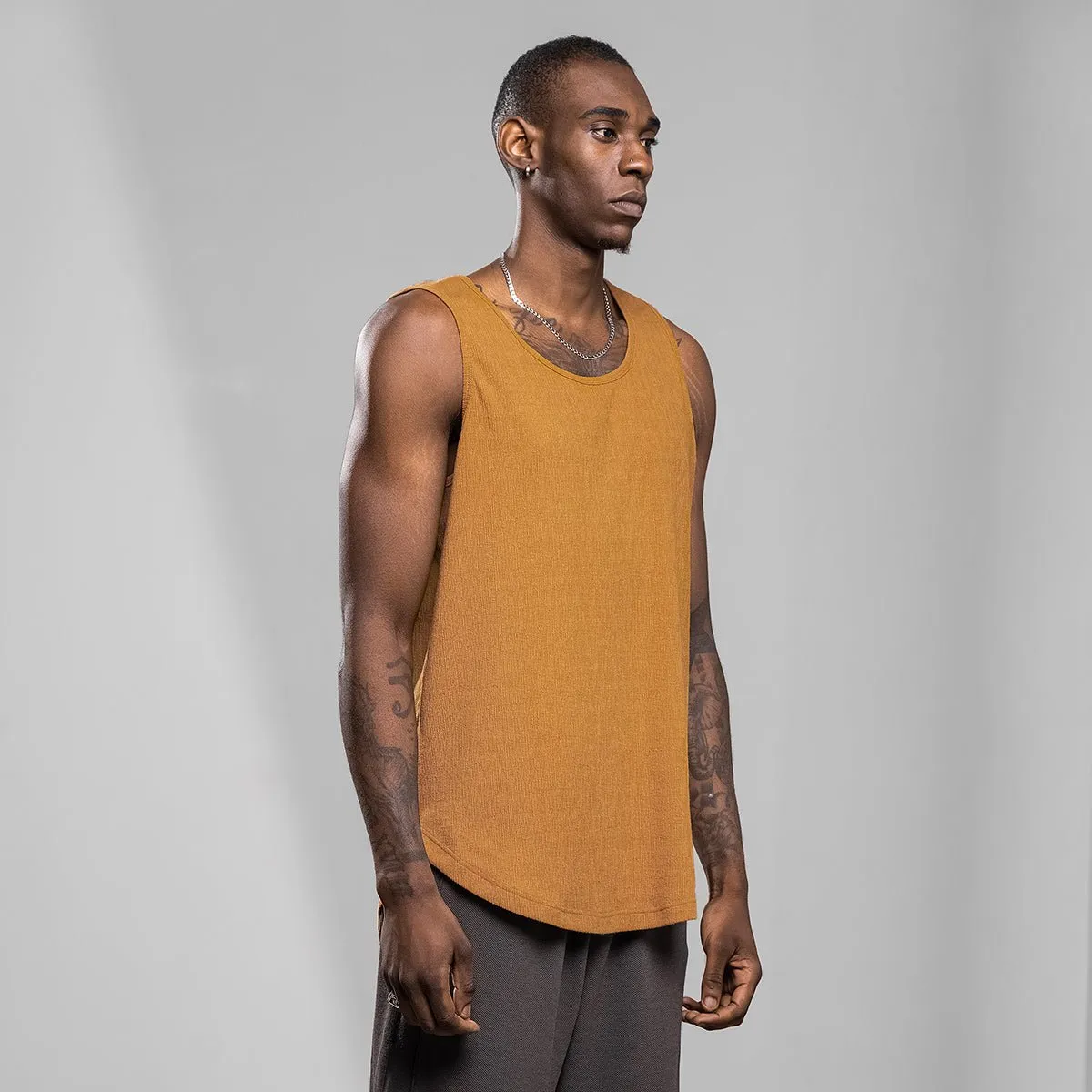 Breeze Breathable Elastic Loose Fit Orange Active Tank Top