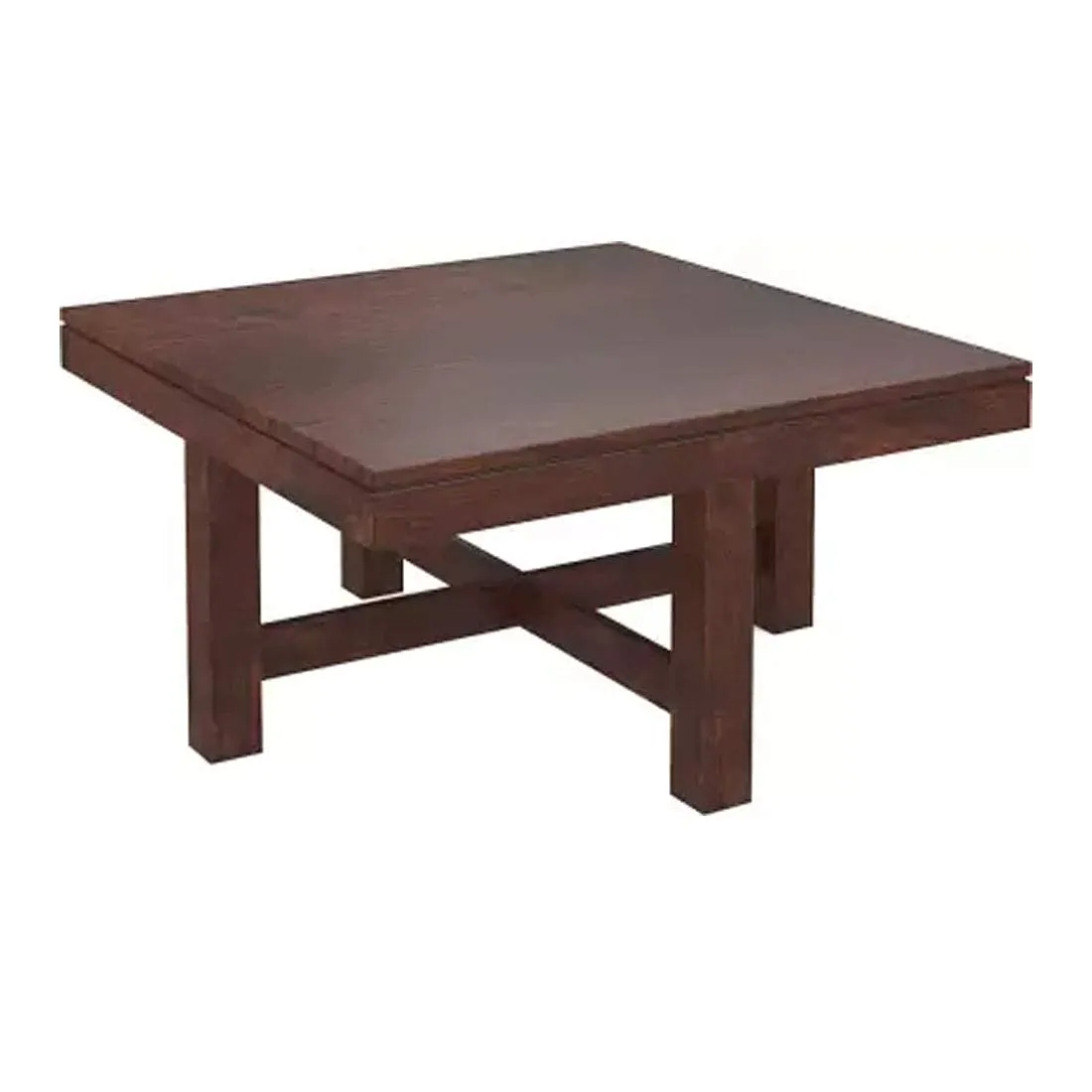 BRIGHTWOOD Sheesham Wood Center Coffee Table with 4 Stools Tea Table for Home Office Wooden Tables for Living Room (Walnut Finish)