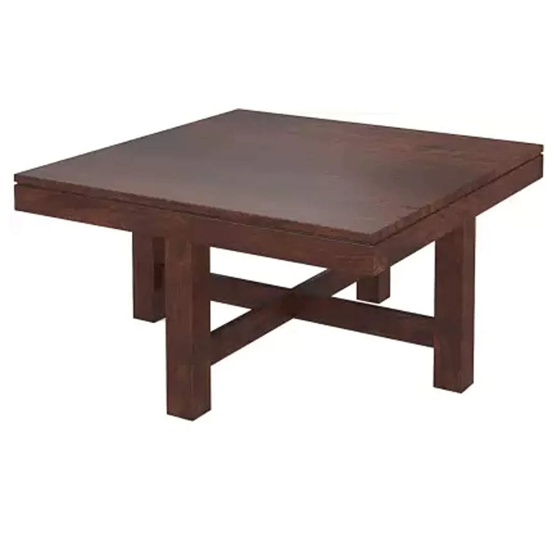 BRIGHTWOOD Sheesham Wood Center Coffee Table with 4 Stools Tea Table for Home Office Wooden Tables for Living Room (Walnut Finish)