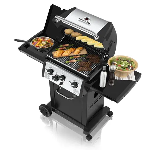 Broil King MONARCH 340 3-Burner BBQ with Side Burner & Heavy-Duty Cast Iron Cooking Grids